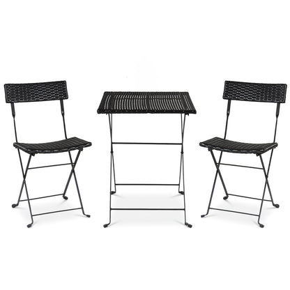 3-Piece Folding Bistro Set, PE Wicker, Black Patio Dining Sets at Gallery Canada