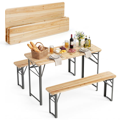 3-Piece Folding Picnic Table With Benches, Portable Camping Set, Black Patio Dining Sets at Gallery Canada