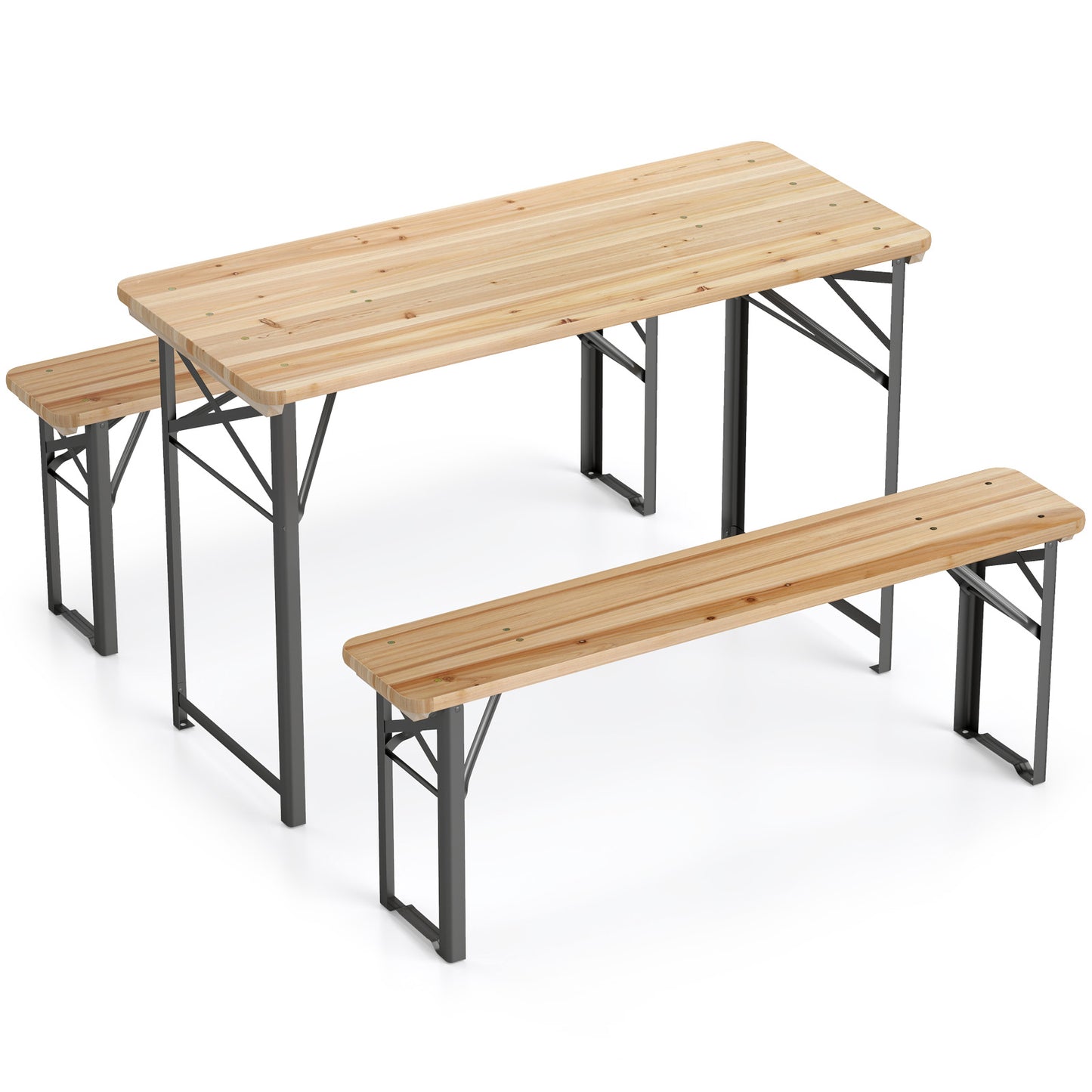 3-Piece Folding Picnic Table With Benches, Portable Camping Set, Black Patio Dining Sets at Gallery Canada