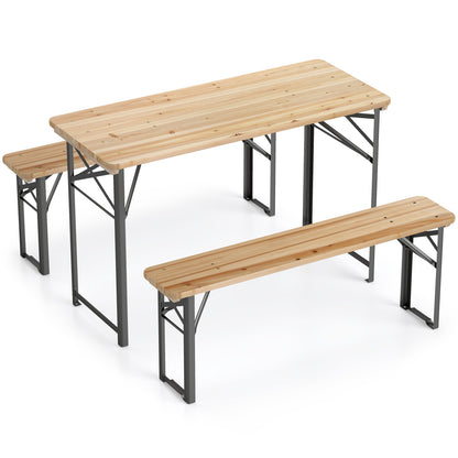 3-Piece Folding Picnic Table With Benches, Portable Camping Set, Black Patio Dining Sets at Gallery Canada
