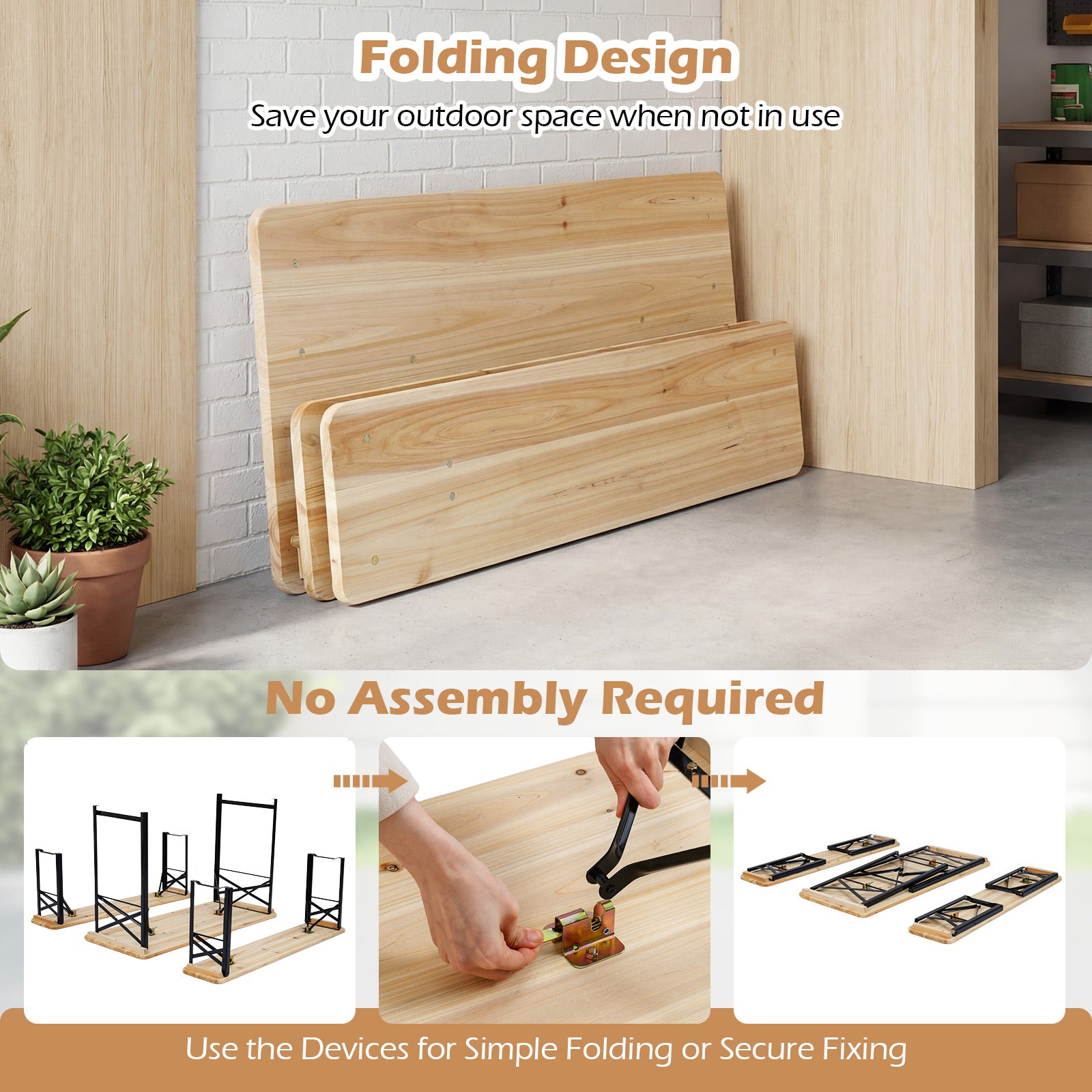 3-Piece Folding Picnic Table With Benches, Portable Camping Set, Black Patio Dining Sets at Gallery Canada