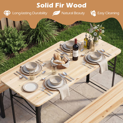 3-Piece Folding Picnic Table With Benches, Portable Camping Set, Black Patio Dining Sets at Gallery Canada