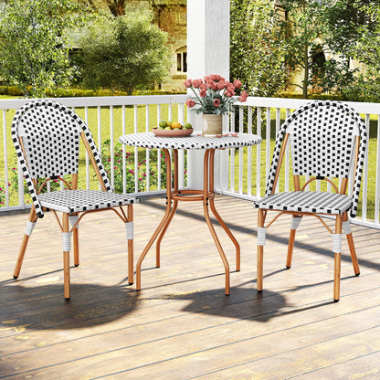 3 Piece French Bistro Table Chair Set with Outdoor Wicker Round Table and 2 Dining Chairs, White Patio Dining Sets at Gallery Canada