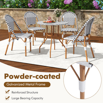 3 Piece French Bistro Table Chair Set with Outdoor Wicker Round Table and 2 Dining Chairs, White Patio Dining Sets at Gallery Canada