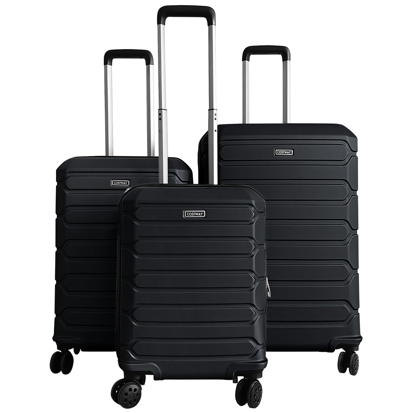 3-Piece Hardside Luggage Set Lightweight Hardside Suitcases with 8-Spinner Wheels, Black