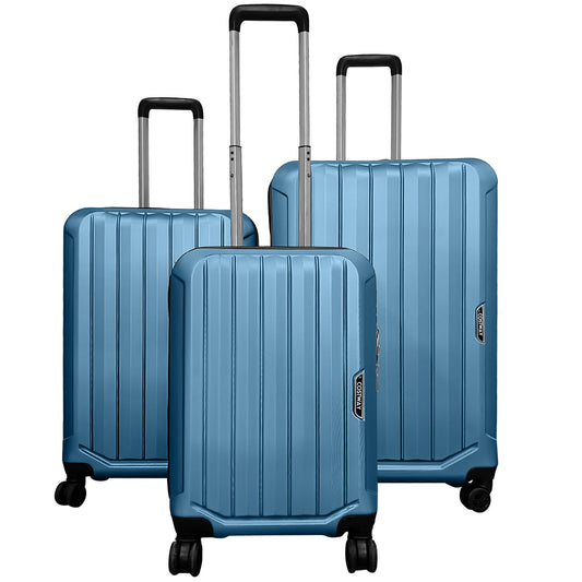 3-Piece Hardside Luggage Set (20/24/28 Inch) Lightweight with 3-Digital Lock, Blue