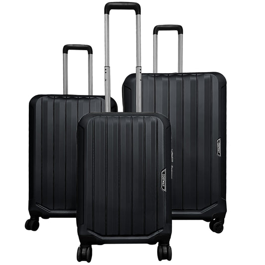3-Piece Hardside Luggage Set (20/24/28 Inch) Lightweight with 3-Digital Lock, Black