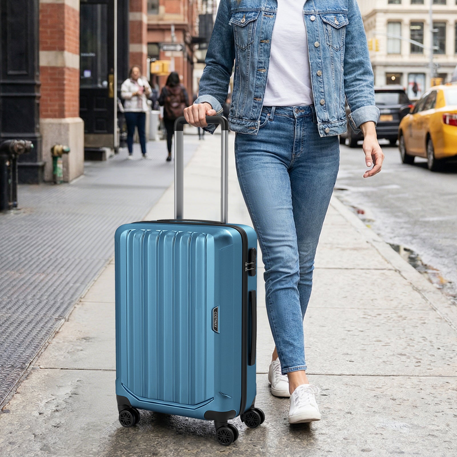 3-Piece Hardside Luggage Set (20/24/28 Inch) Lightweight with 3-Digital Lock, Blue Camping at Gallery Canada