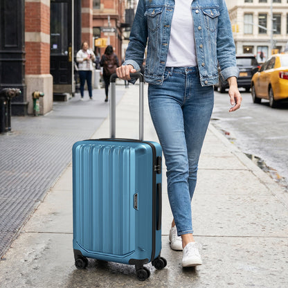 3-Piece Hardside Luggage Set (20/24/28 Inch) Lightweight with 3-Digital Lock, Blue Camping at Gallery Canada