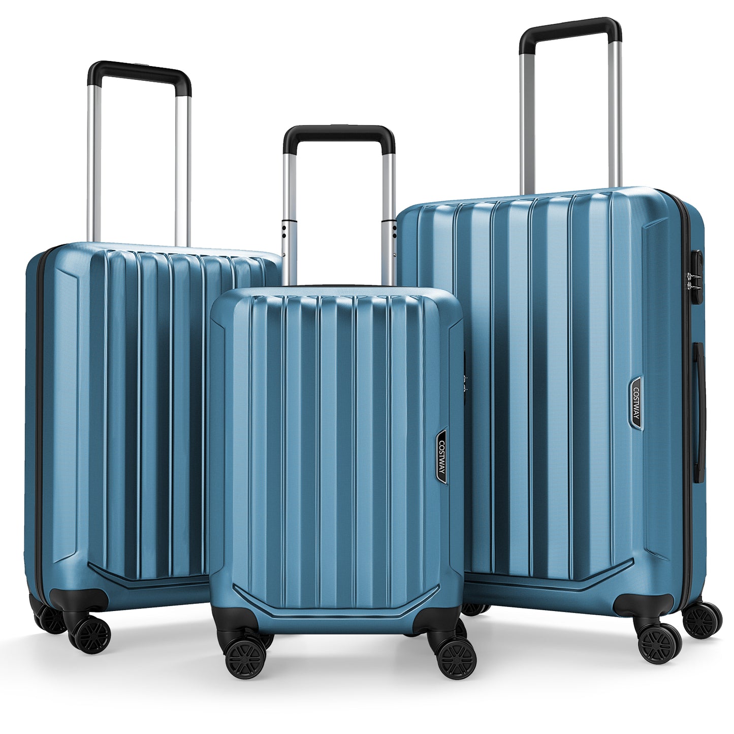 3-Piece Hardside Luggage Set (20/24/28 Inch) Lightweight with 3-Digital Lock, Blue Camping at Gallery Canada