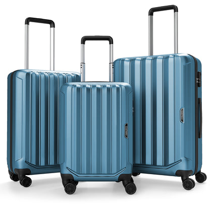 3-Piece Hardside Luggage Set (20/24/28 Inch) Lightweight with 3-Digital Lock, Blue Camping at Gallery Canada