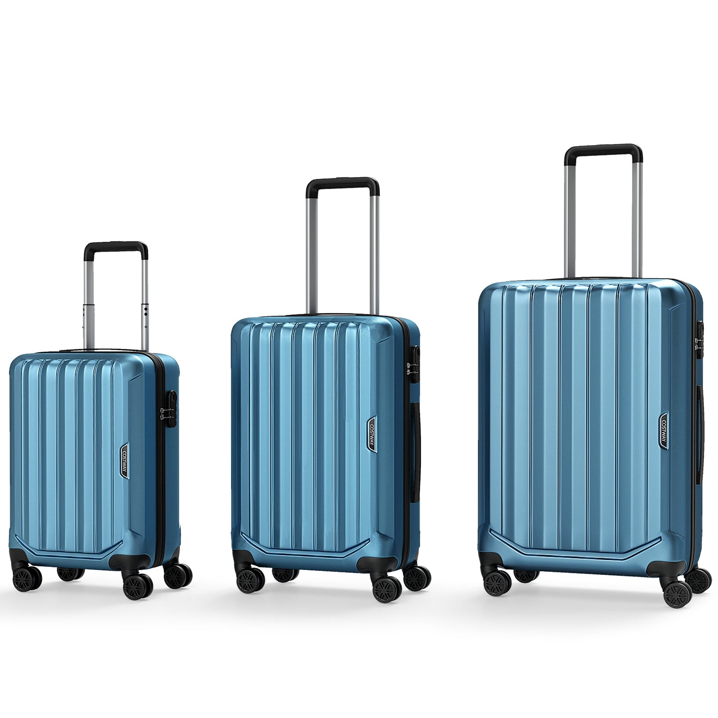 3-Piece Hardside Luggage Set (20/24/28 Inch) Lightweight with 3-Digital Lock, Blue Camping at Gallery Canada
