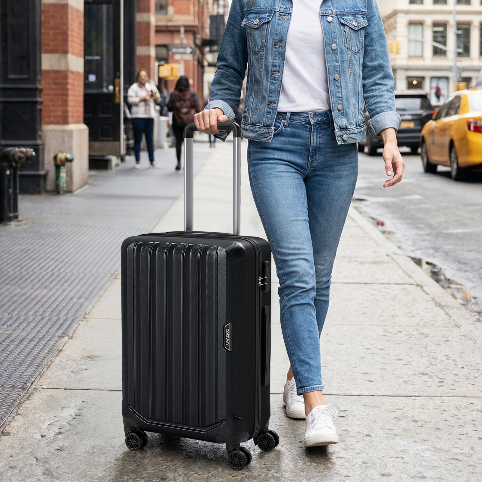 3-Piece Hardside Luggage Set (20/24/28 Inch) Lightweight with 3-Digital Lock, Black Camping at Gallery Canada