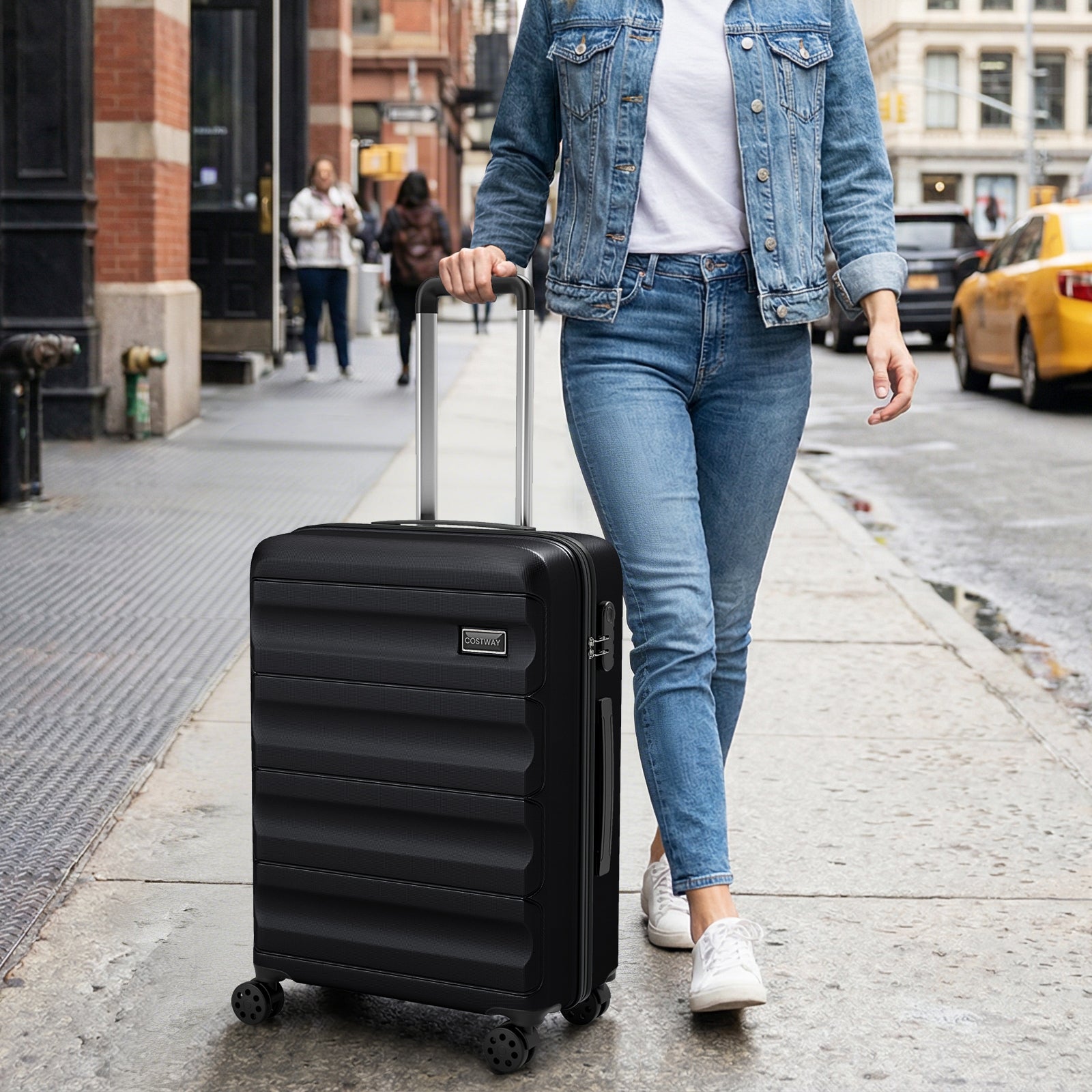 3-Piece Hardside Luggage Set 20/24/28 Inch Lightweight Hardside Suitcases, Black Camping at Gallery Canada