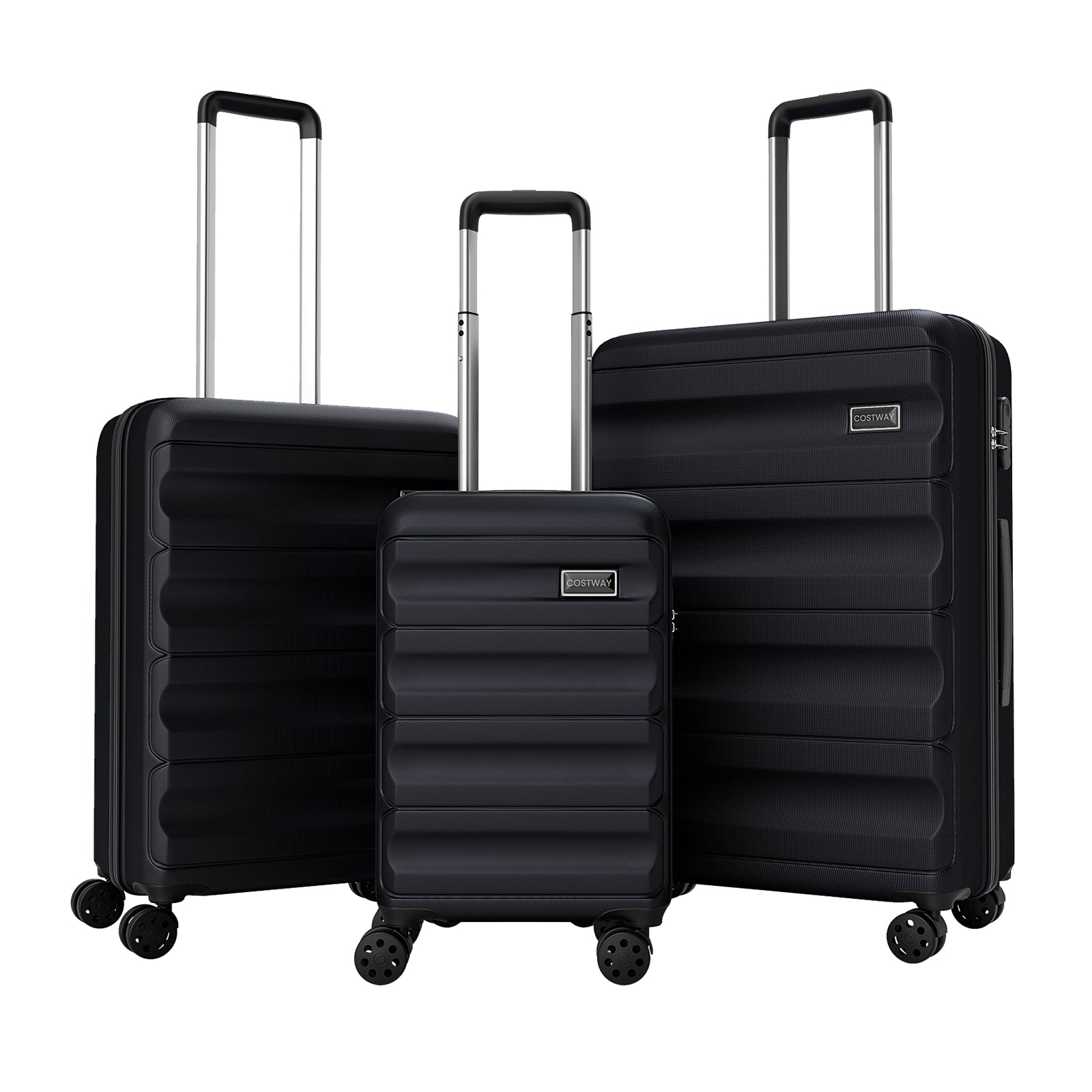 3-Piece Hardside Luggage Set 20/24/28 Inch Lightweight Hardside Suitcases, Black Camping Black at Gallery Canada