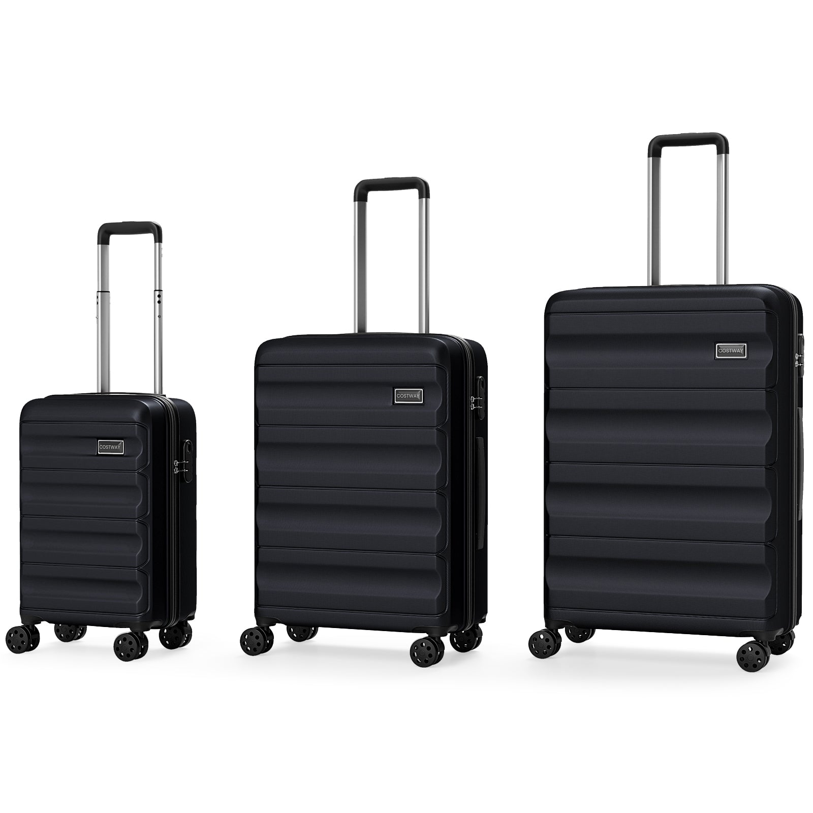 3-Piece Hardside Luggage Set 20/24/28 Inch Lightweight Hardside Suitcases, Black Camping at Gallery Canada