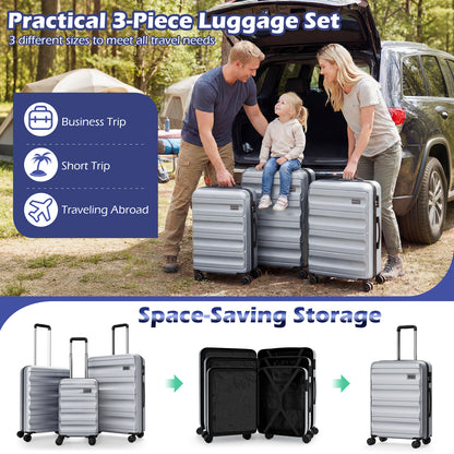 3-Piece Hardside Luggage Set 20/24/28 Inch Lightweight Hardside Suitcases, Gray Camping at Gallery Canada
