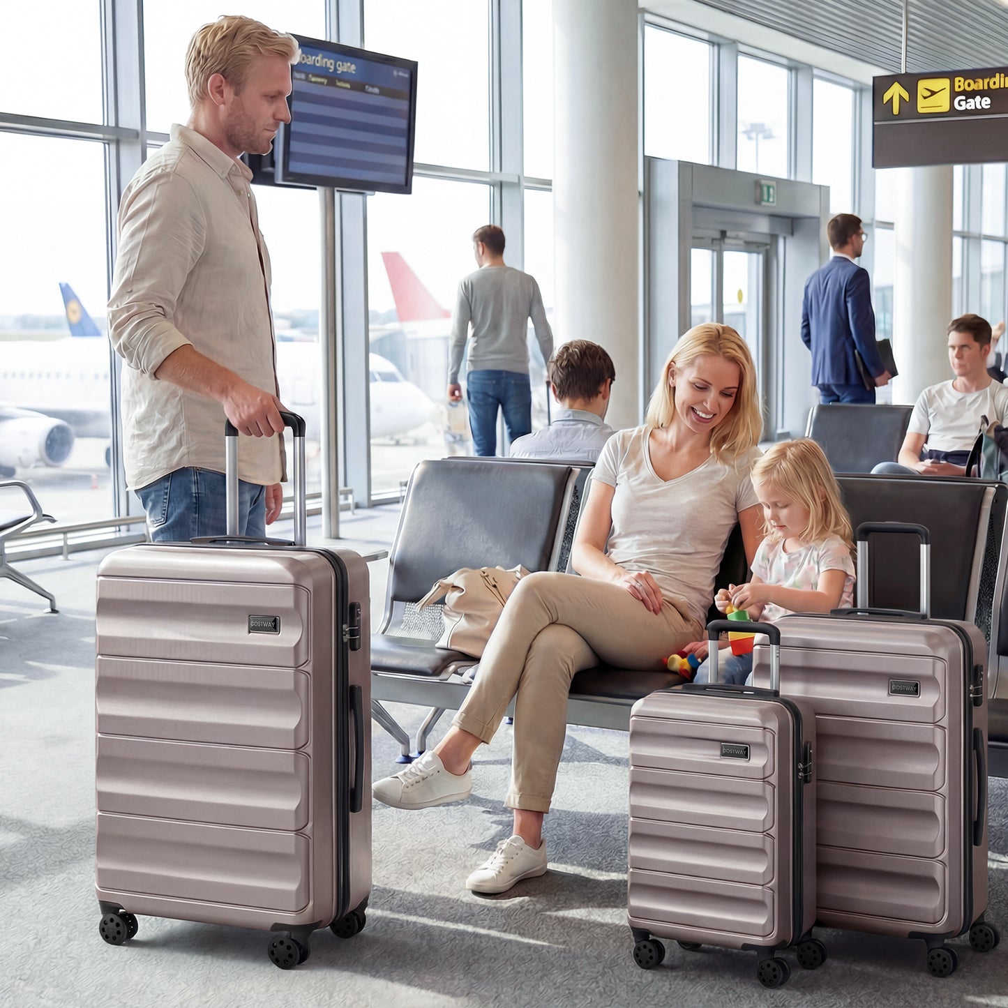 3-Piece Hardside Luggage Set 20/24/28 Inch Lightweight Hardside Suitcases, Pink Camping at Gallery Canada