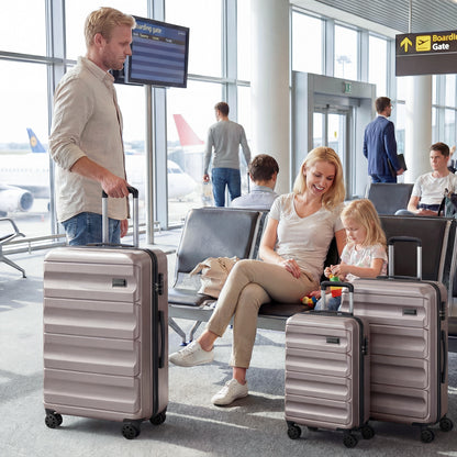 3-Piece Hardside Luggage Set 20/24/28 Inch Lightweight Hardside Suitcases, Pink Camping at Gallery Canada