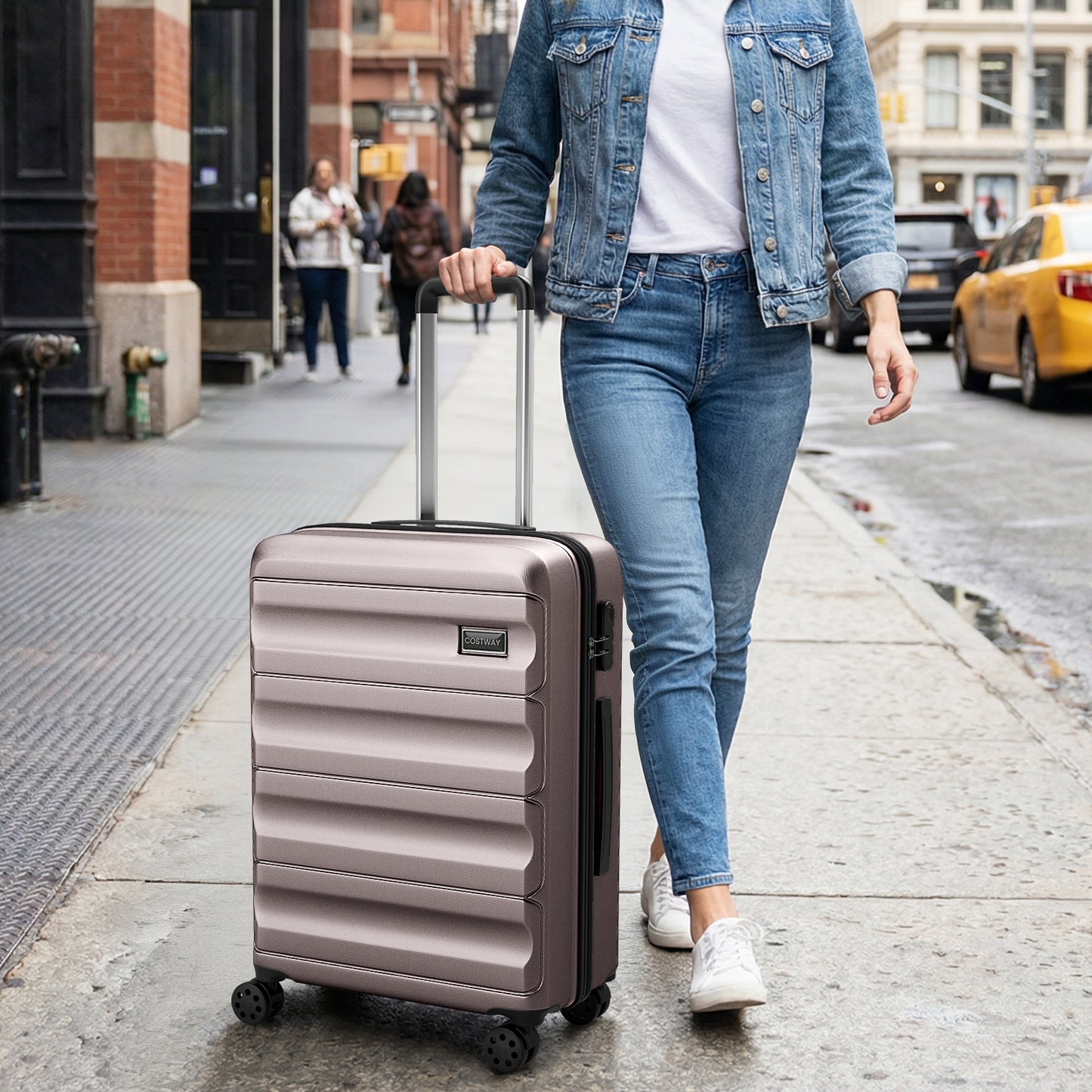 3-Piece Hardside Luggage Set 20/24/28 Inch Lightweight Hardside Suitcases, Pink Camping at Gallery Canada