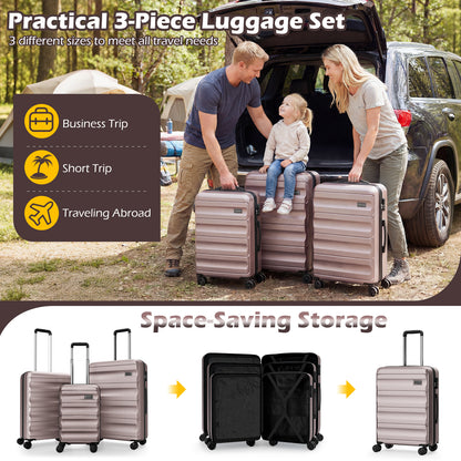 3-Piece Hardside Luggage Set 20/24/28 Inch Lightweight Hardside Suitcases, Pink Camping at Gallery Canada