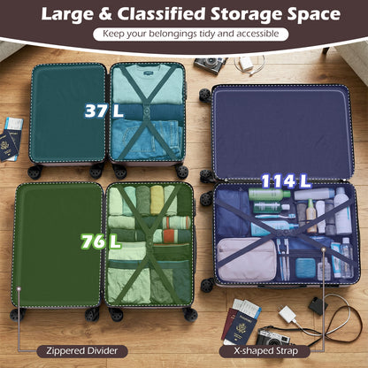 3-Piece Hardside Luggage Set 20/24/28 Inch Lightweight Hardside Suitcases, Pink Camping at Gallery Canada