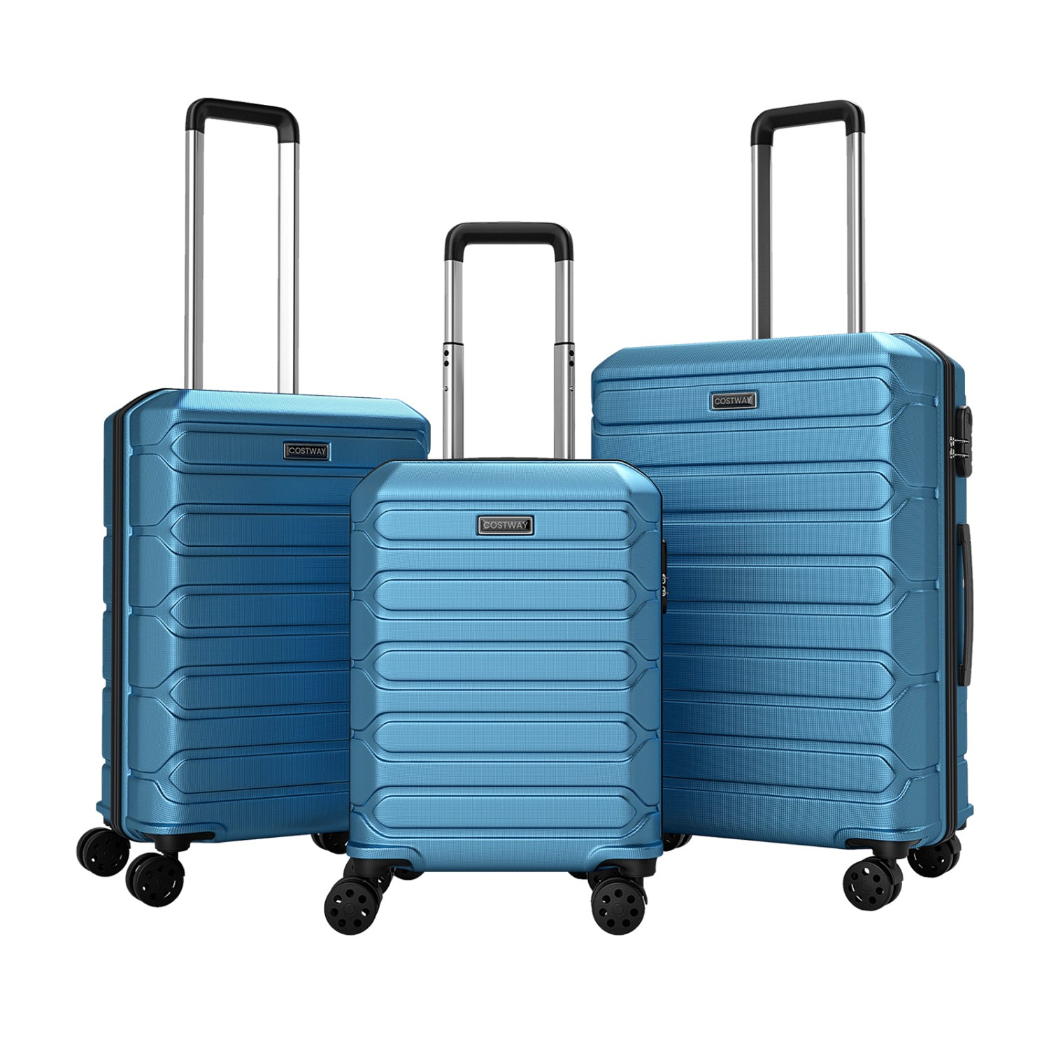 3-Piece Hardside Luggage Set Lightweight Hardside Suitcases with 8-Spinner Wheels, Blue Camping Blue at Gallery Canada