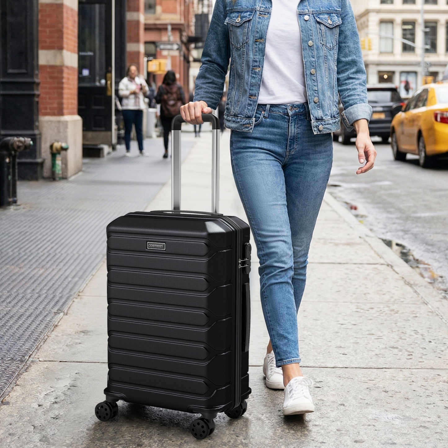 3-Piece Hardside Luggage Set Lightweight Hardside Suitcases with 8-Spinner Wheels, Black Camping at Gallery Canada