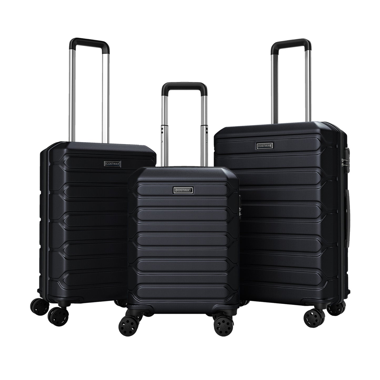 3-Piece Hardside Luggage Set Lightweight Hardside Suitcases with 8-Spinner Wheels, Black Camping Black at Gallery Canada