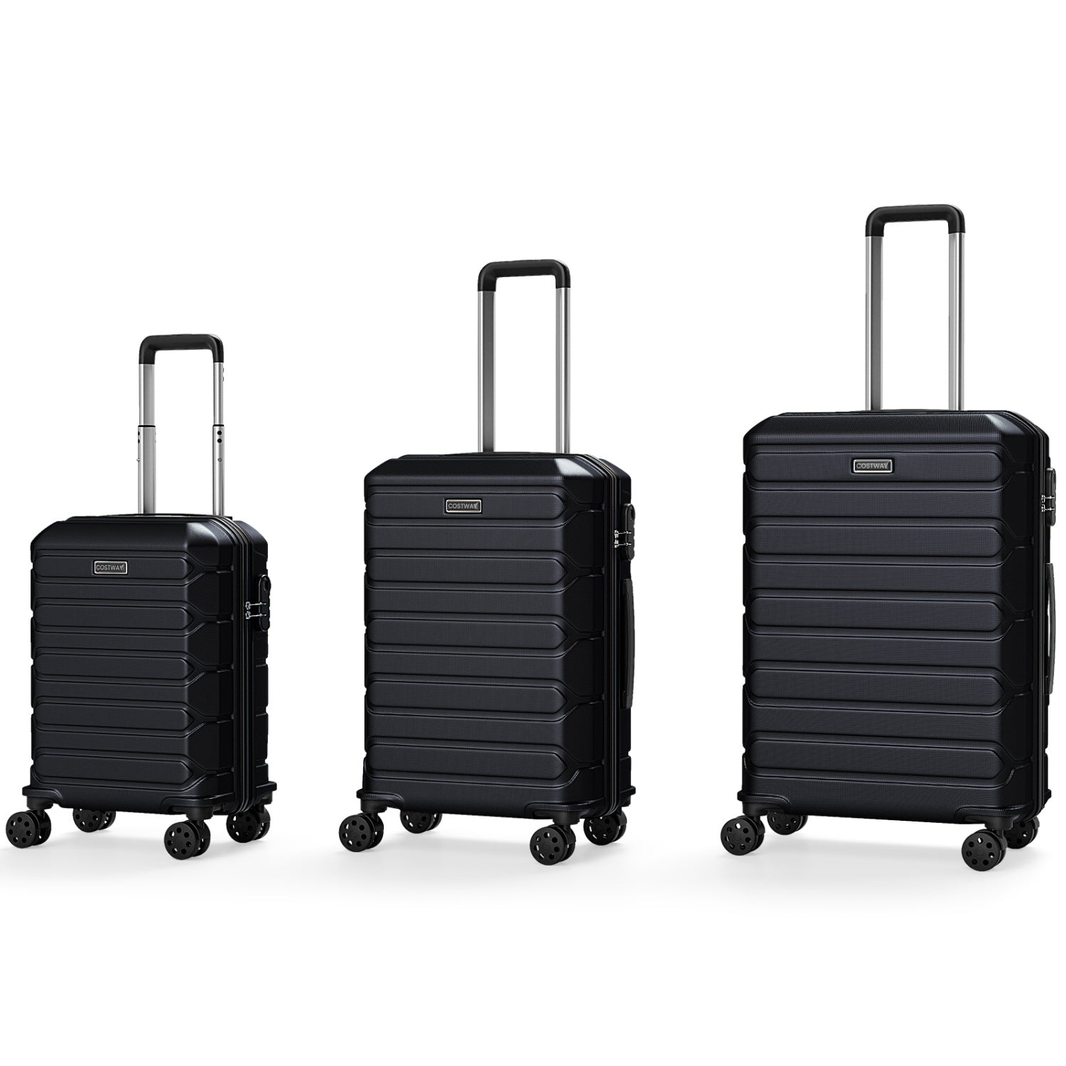 3-Piece Hardside Luggage Set Lightweight Hardside Suitcases with 8-Spinner Wheels, Black Camping at Gallery Canada