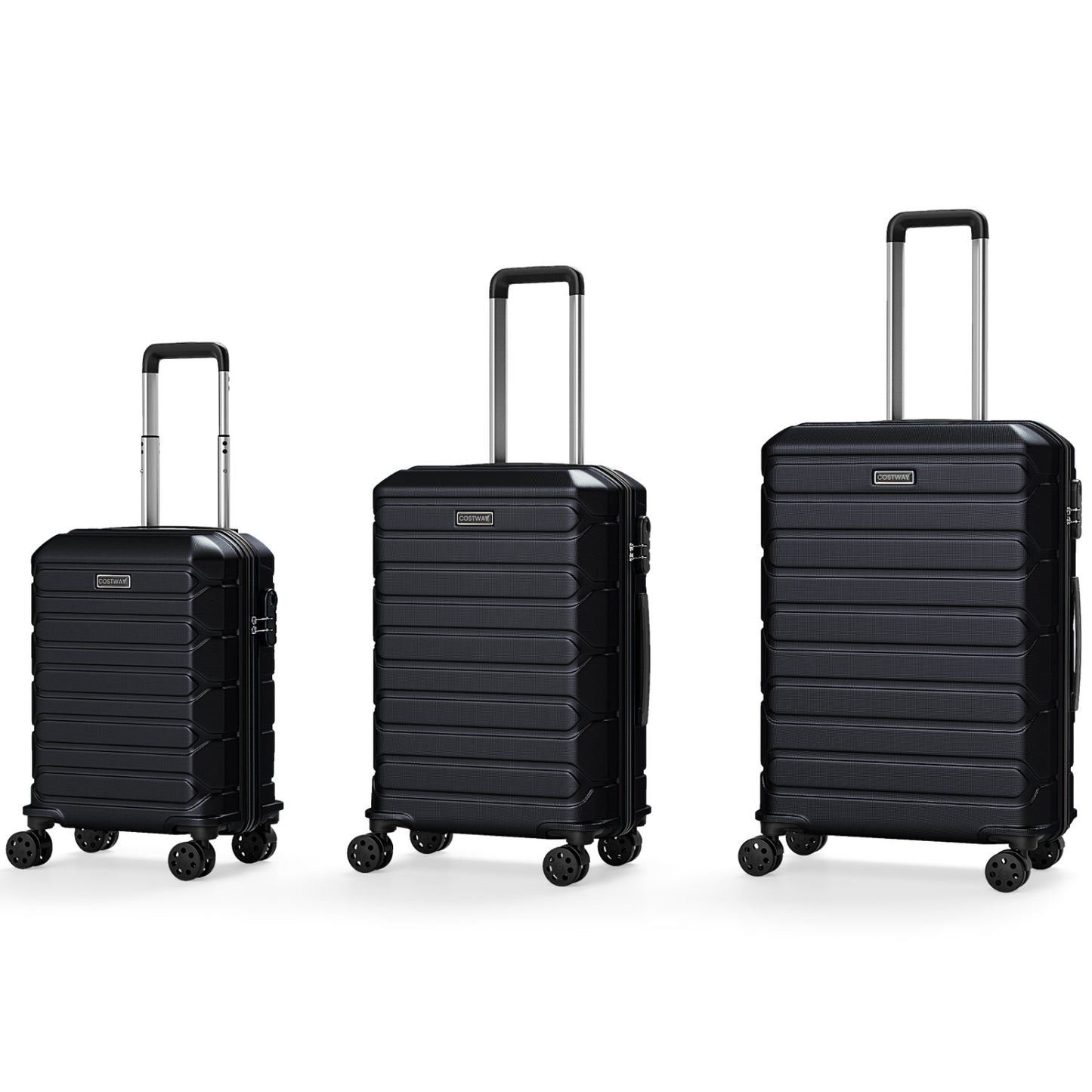 3-Piece Hardside Luggage Set Lightweight Hardside Suitcases with 8-Spinner Wheels, Black Camping at Gallery Canada