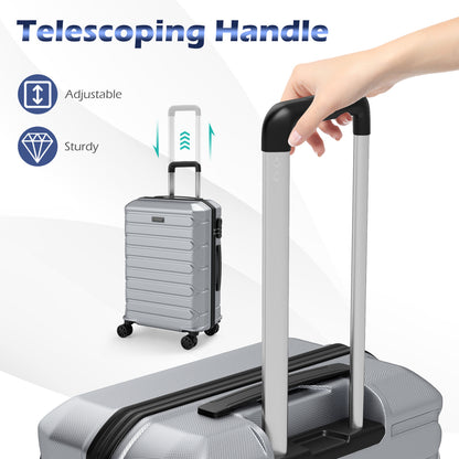 3-Piece Hardside Luggage Set Lightweight Hardside Suitcases with 8-Spinner Wheels-Grey, Gray Camping at Gallery Canada