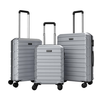 3-Piece Hardside Luggage Set Lightweight Hardside Suitcases with 8-Spinner Wheels-Grey, Gray Camping at Gallery Canada