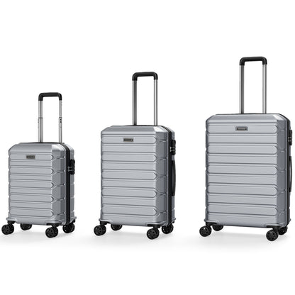 3-Piece Hardside Luggage Set Lightweight Hardside Suitcases with 8-Spinner Wheels-Grey, Gray Camping at Gallery Canada