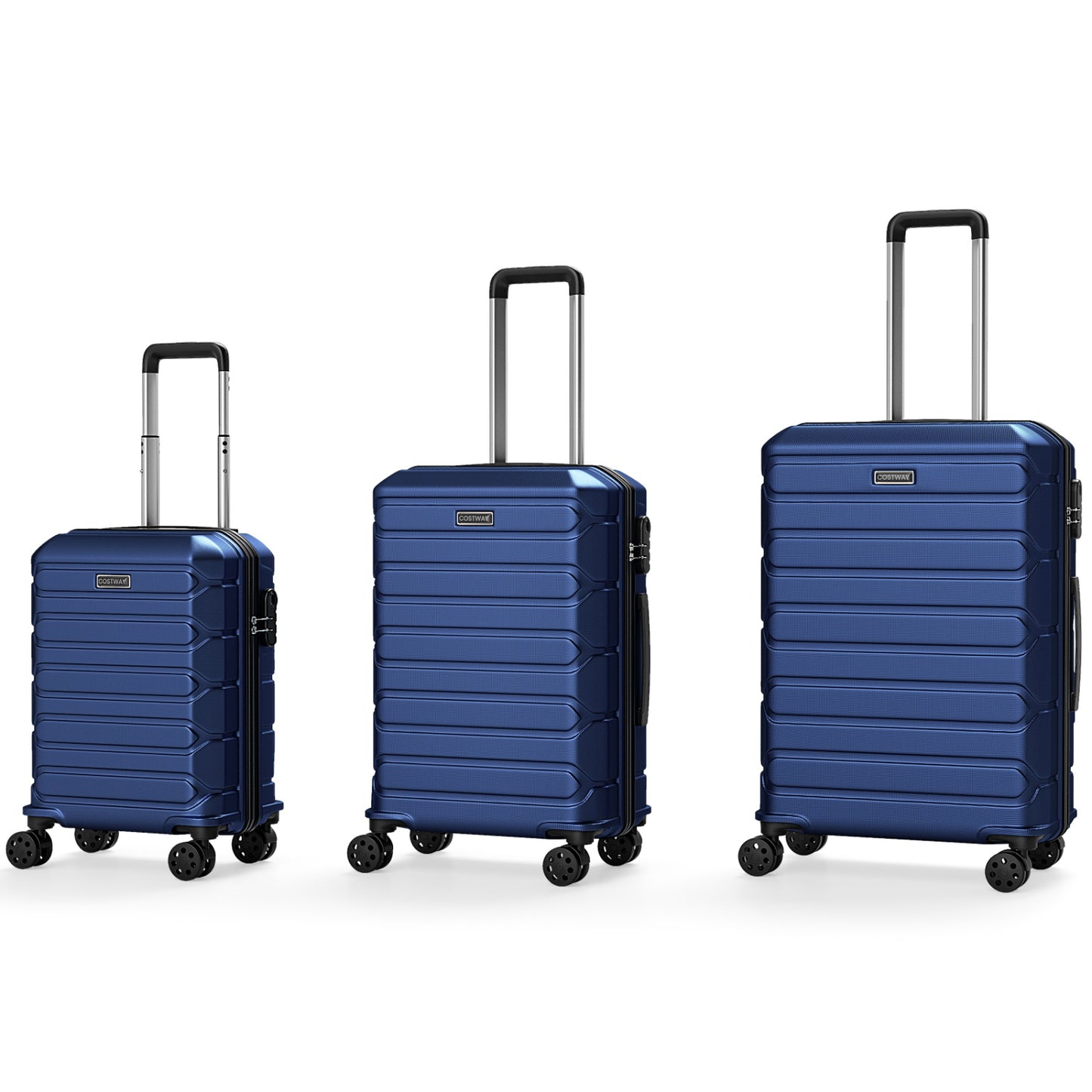 3-Piece Hardside Luggage Set Lightweight Hardside Suitcases with 8-Spinner Wheels, Navy Camping at Gallery Canada
