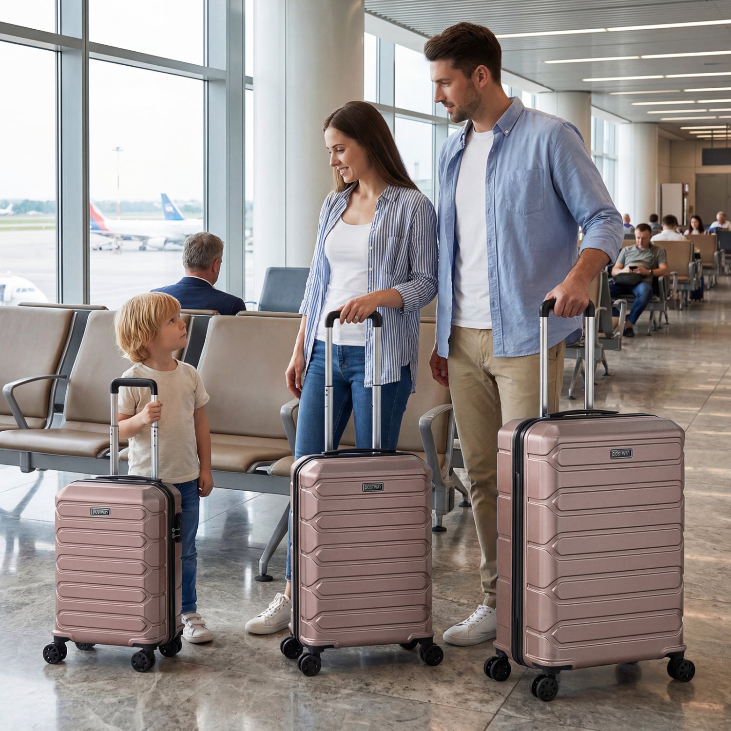 3-Piece Hardside Luggage Set Lightweight Hardside Suitcases with 8-Spinner Wheels, Pink Camping at Gallery Canada
