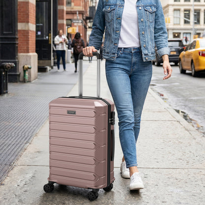 3-Piece Hardside Luggage Set Lightweight Hardside Suitcases with 8-Spinner Wheels, Pink Camping at Gallery Canada
