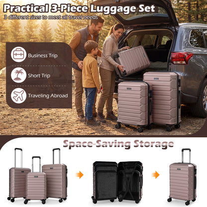 3-Piece Hardside Luggage Set Lightweight Hardside Suitcases with 8-Spinner Wheels, Pink Camping at Gallery Canada