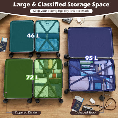 3-Piece Hardside Luggage Set Lightweight Hardside Suitcases with 8-Spinner Wheels, Pink Camping at Gallery Canada