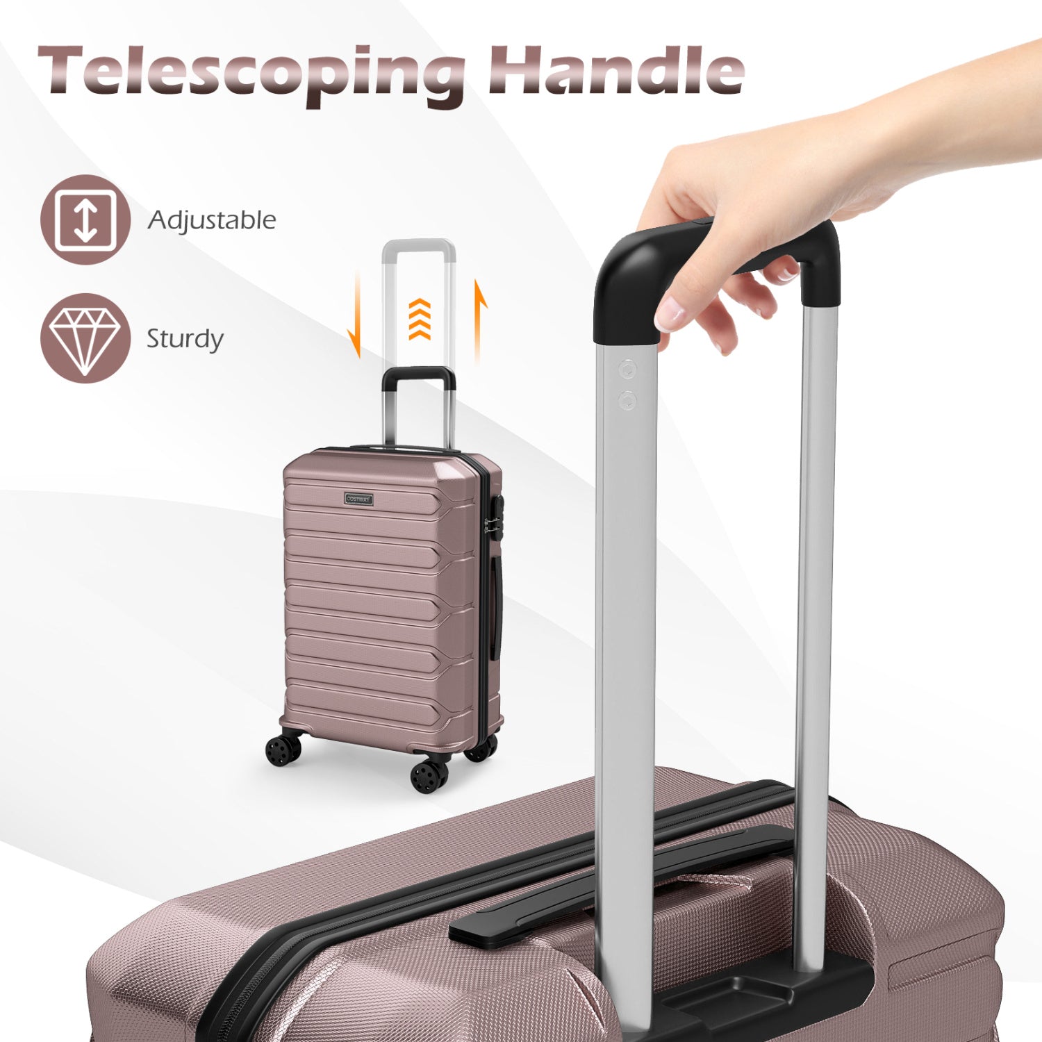 3-Piece Hardside Luggage Set Lightweight Hardside Suitcases with 8-Spinner Wheels, Pink Camping at Gallery Canada