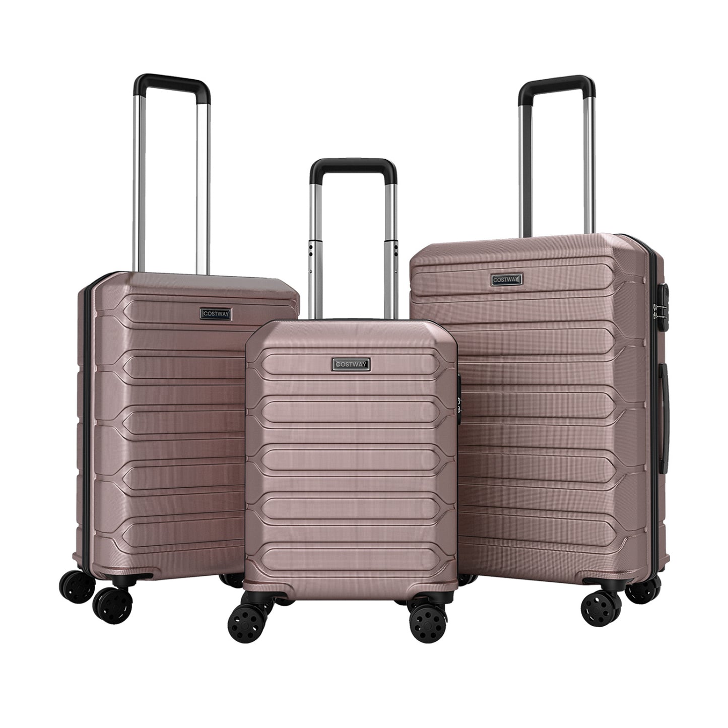 3-Piece Hardside Luggage Set Lightweight Hardside Suitcases with 8-Spinner Wheels, Pink Camping Pink at Gallery Canada