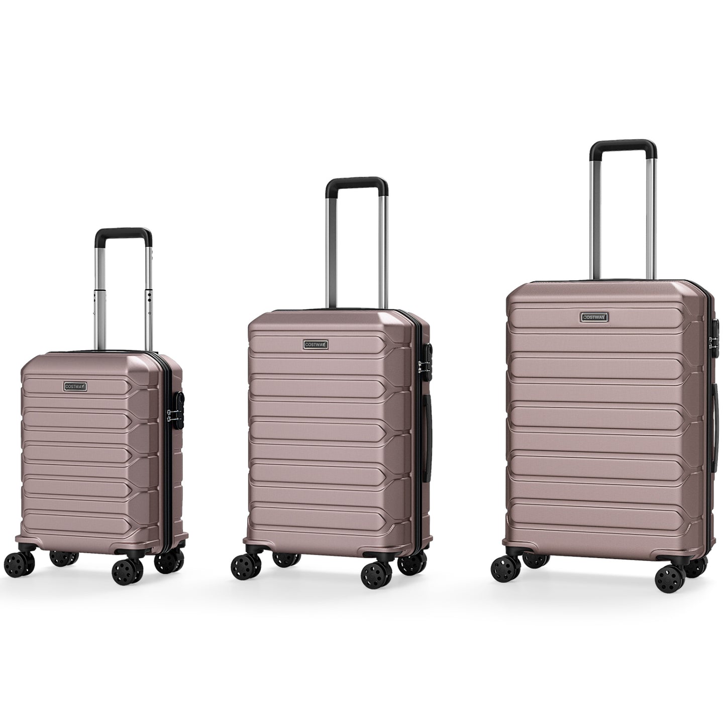 3-Piece Hardside Luggage Set Lightweight Hardside Suitcases with 8-Spinner Wheels, Pink Camping at Gallery Canada