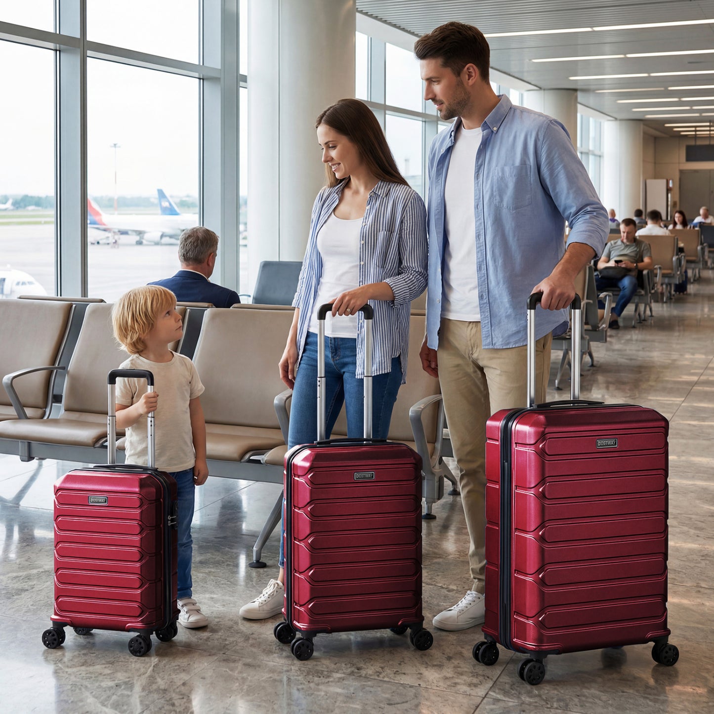 3-Piece Hardside Luggage Set Lightweight Hardside Suitcases with 8-Spinner Wheels, Red Camping at Gallery Canada
