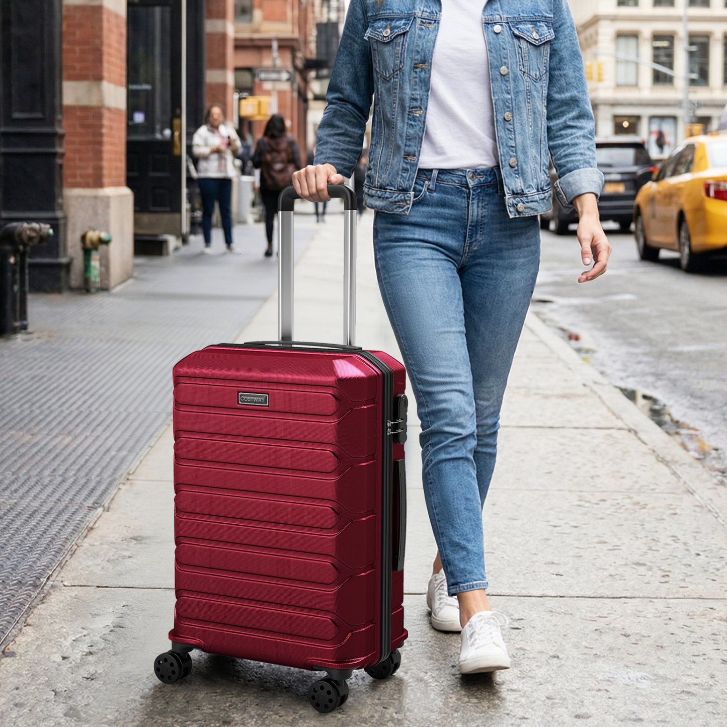 3-Piece Hardside Luggage Set Lightweight Hardside Suitcases with 8-Spinner Wheels, Red Camping at Gallery Canada