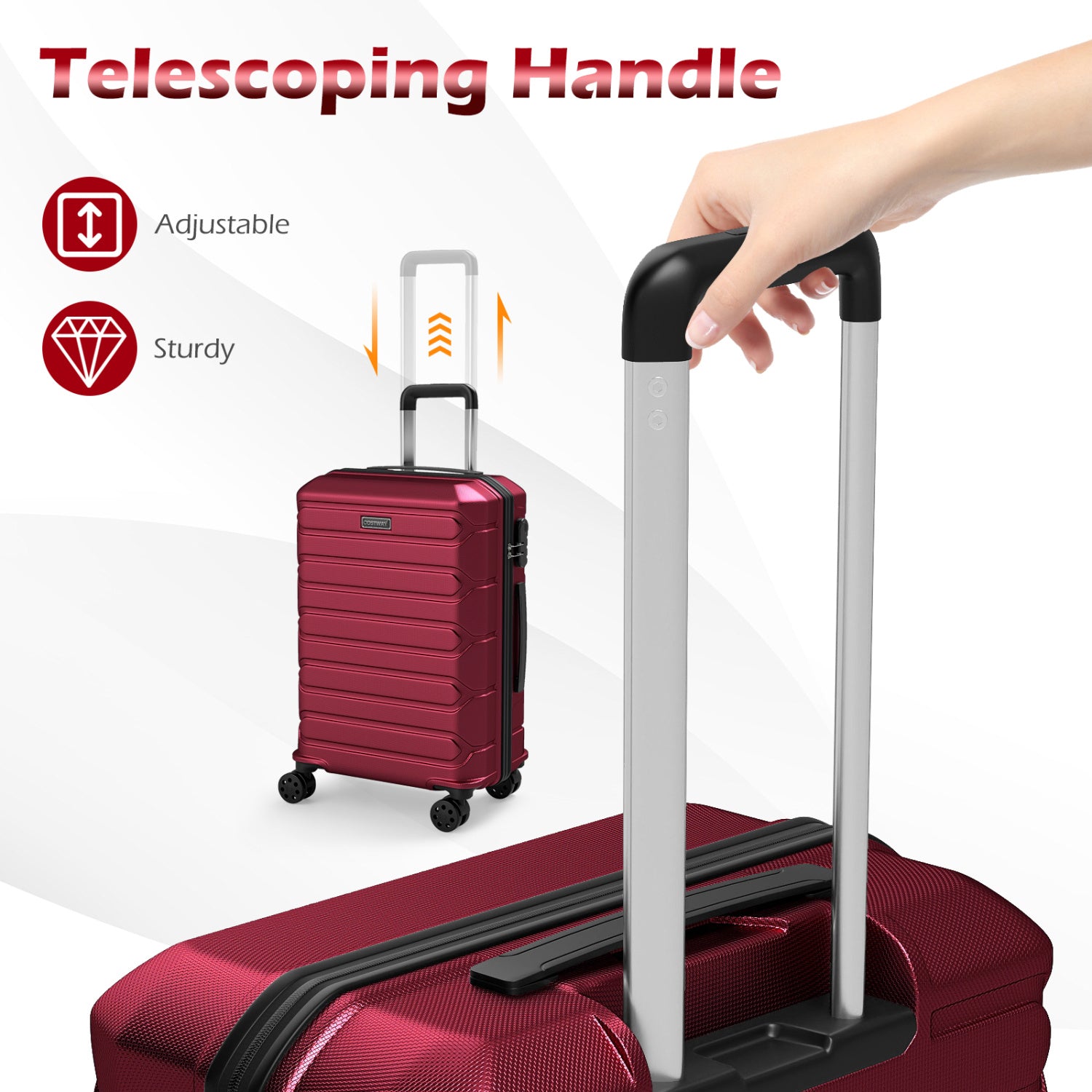 3-Piece Hardside Luggage Set Lightweight Hardside Suitcases with 8-Spinner Wheels, Red Camping at Gallery Canada