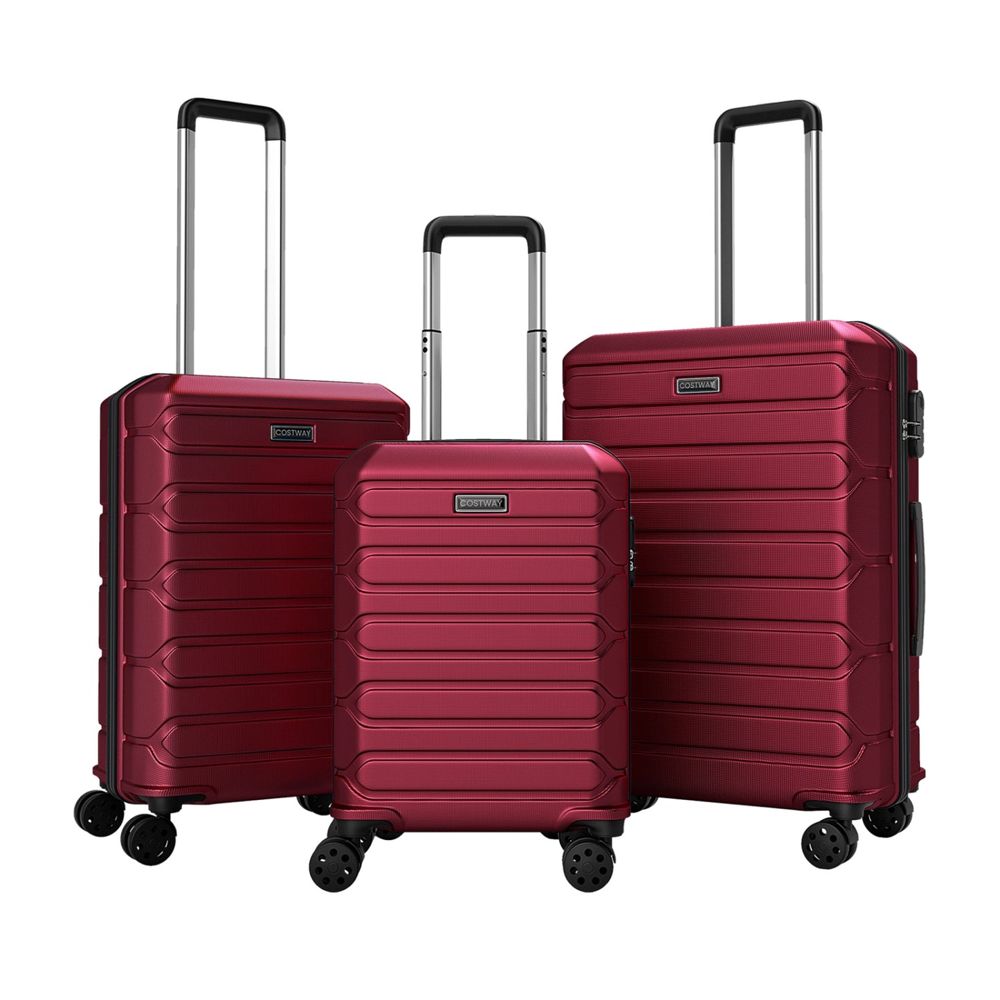3-Piece Hardside Luggage Set Lightweight Hardside Suitcases with 8-Spinner Wheels, Red Camping at Gallery Canada