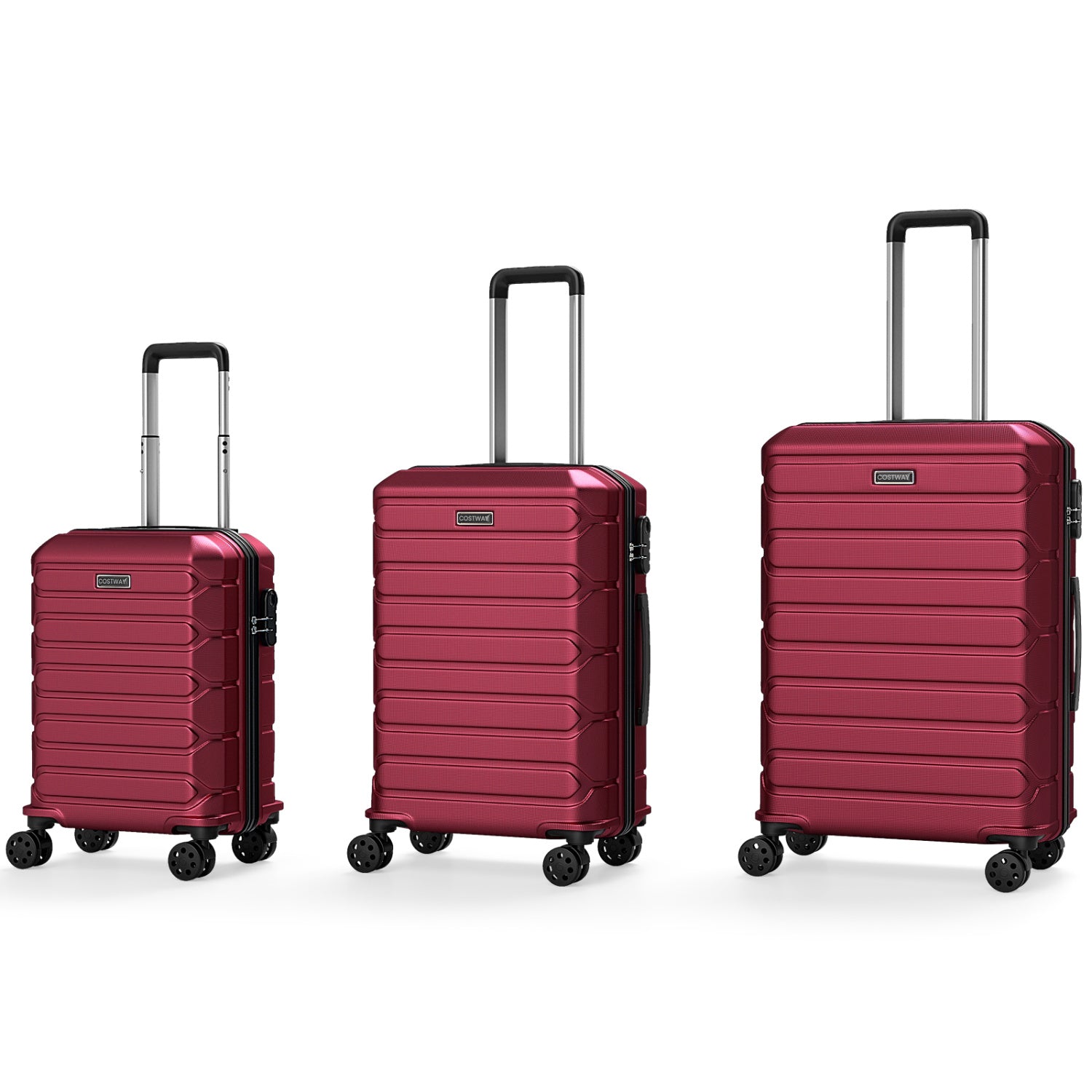 3-Piece Hardside Luggage Set Lightweight Hardside Suitcases with 8-Spinner Wheels, Red Camping at Gallery Canada