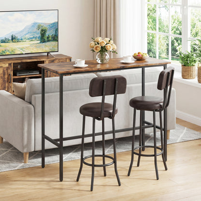 3-Piece Industrial Bar Table Set, 2 Upholstered Stools, Brown Dining Room Sets at Gallery Canada