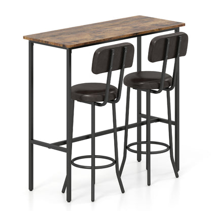 3-Piece Industrial Bar Table Set, 2 Upholstered Stools, Brown Dining Room Sets at Gallery Canada