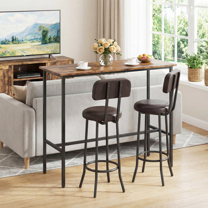 3-Piece Industrial Bar Table Set, 2 Upholstered Stools, Brown Dining Room Sets at Gallery Canada